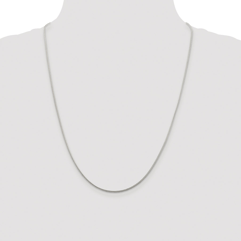 Sterling Silver Rhodium-plated 1.45mm Diamond-Cut Round Franco Chain