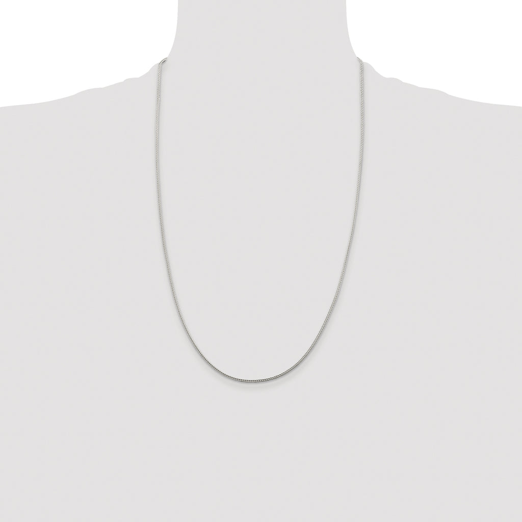 Sterling Silver Rhodium-plated 1.45mm Diamond-Cut Round Franco Chain
