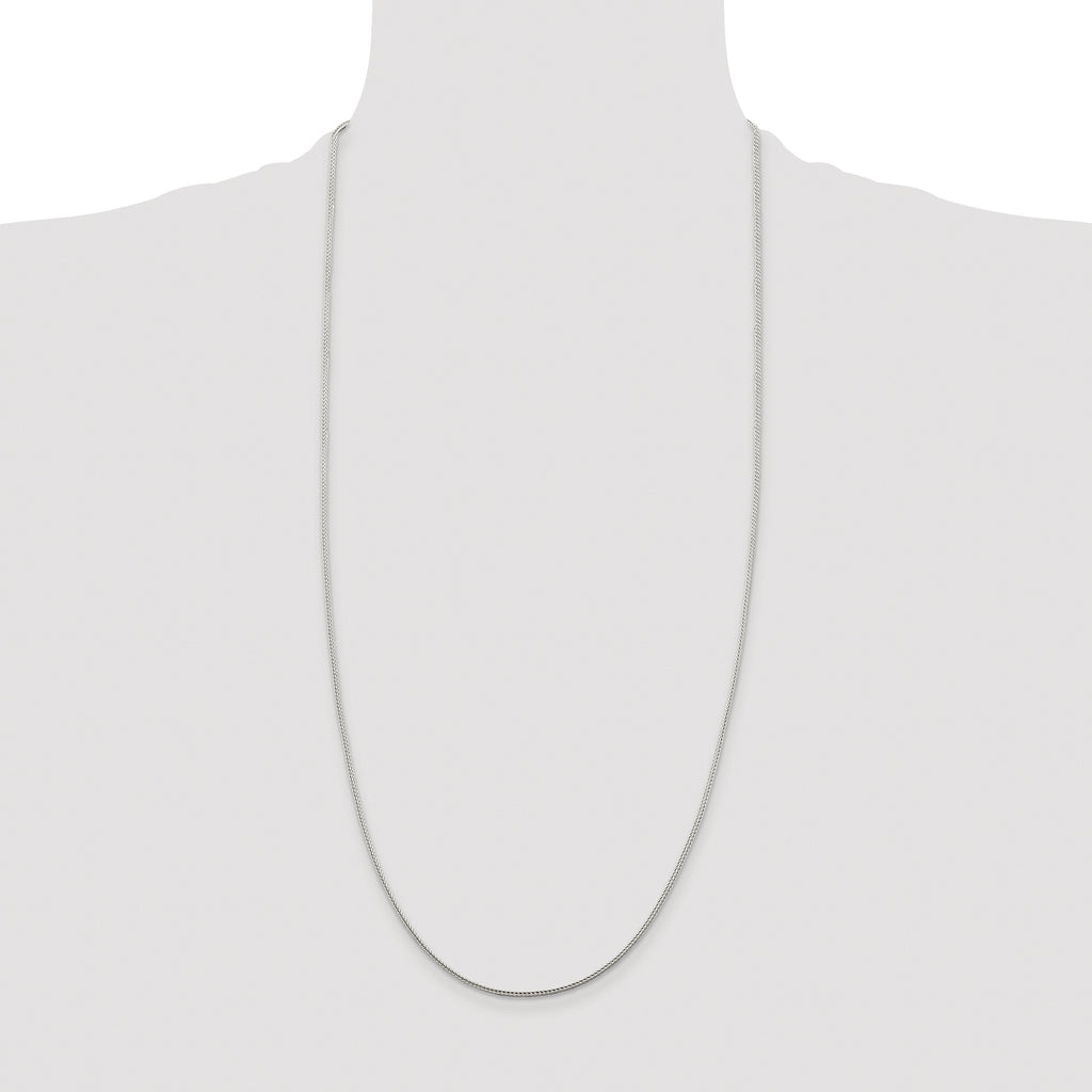 Sterling Silver Rhodium-plated 1.45mm Diamond-Cut Round Franco Chain