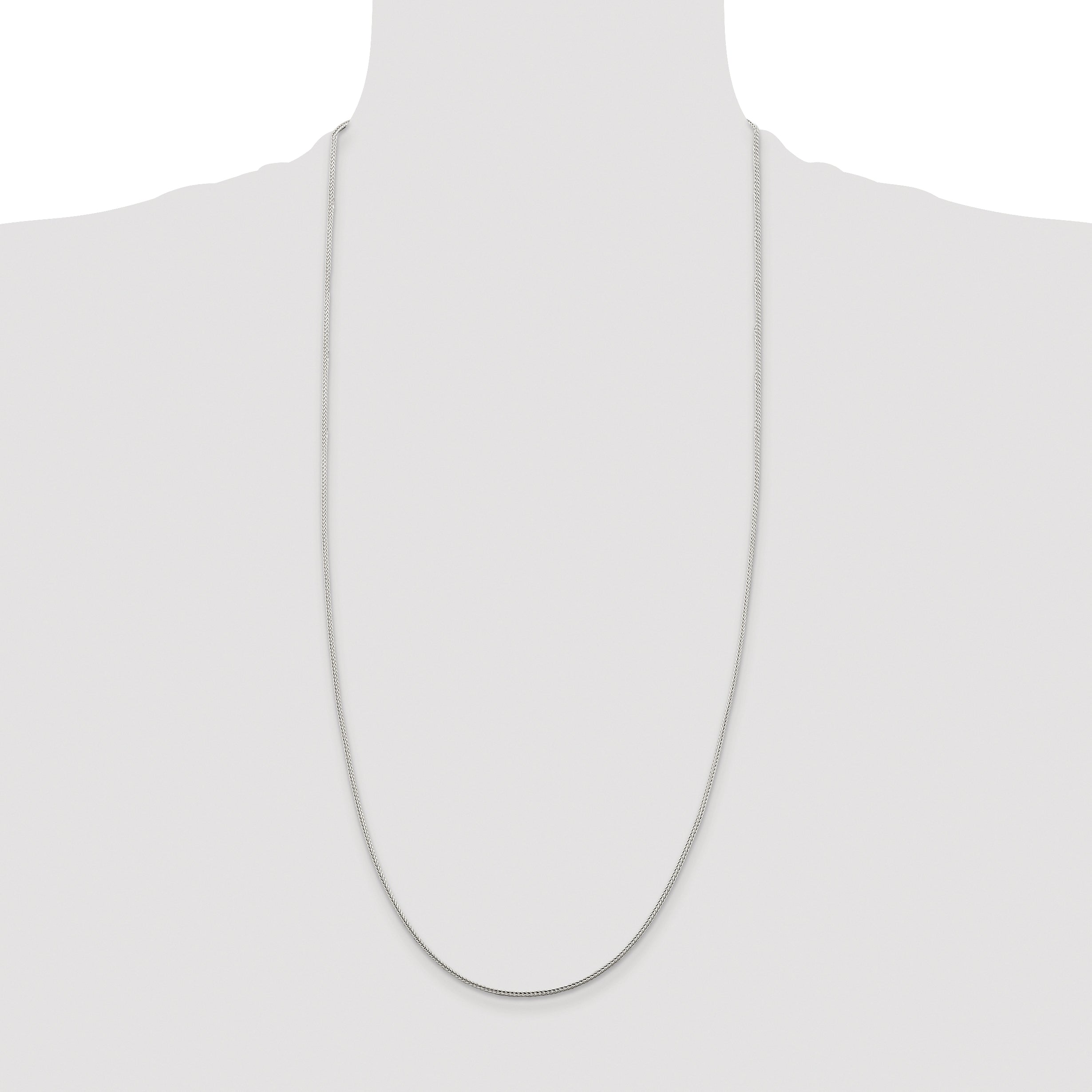 Sterling Silver Rhodium-plated 1.45mm Diamond-Cut Round Franco Chain