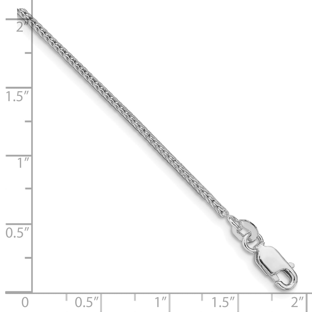 Sterling Silver Rhodium-plated 1.45mm Diamond-cut Round Franco Chain
