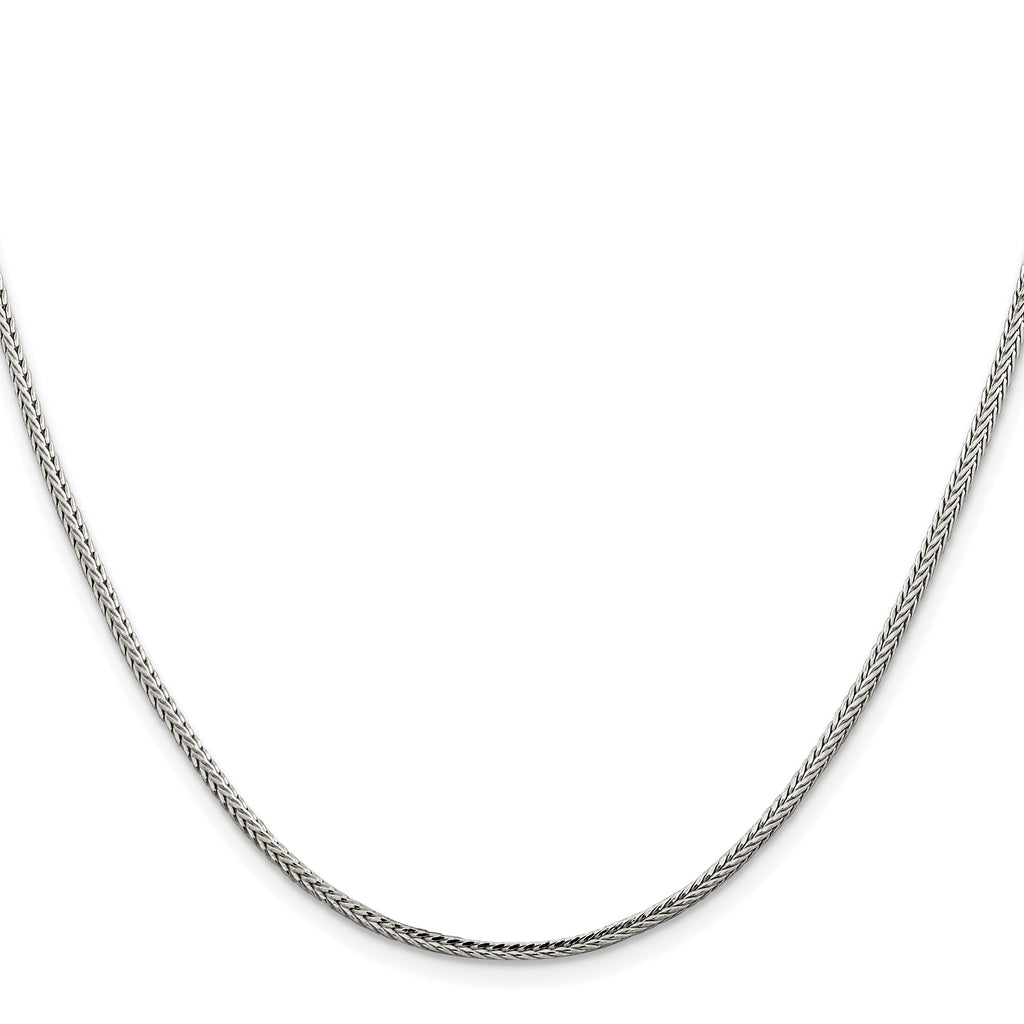 Sterling Silver Rhodium-plated 2mm Diamond-Cut Round Franco Chain