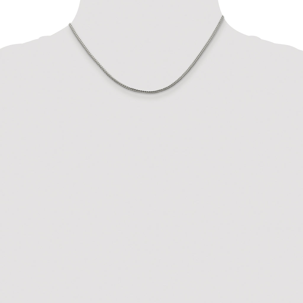 Sterling Silver Rhodium-Plated Diamond-Cut Franco Chain Necklace 2mm