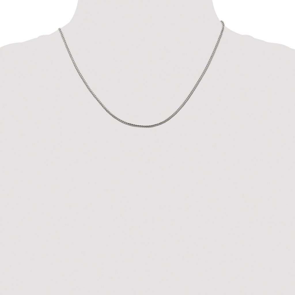 Sterling Silver Rhodium-plated 2mm Diamond-cut Round Franco Chain