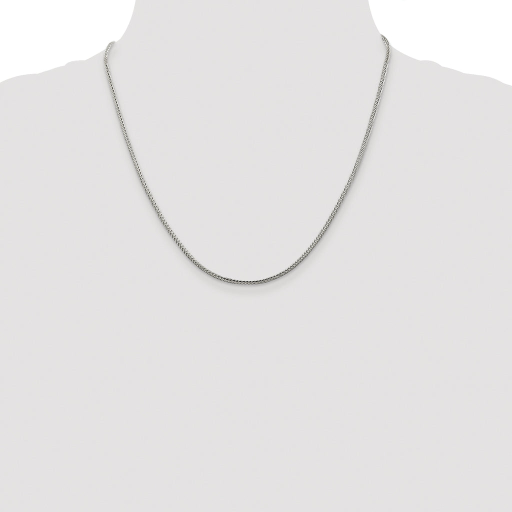 Sterling Silver Rhodium-plated 2mm Diamond-cut Round Franco Chain