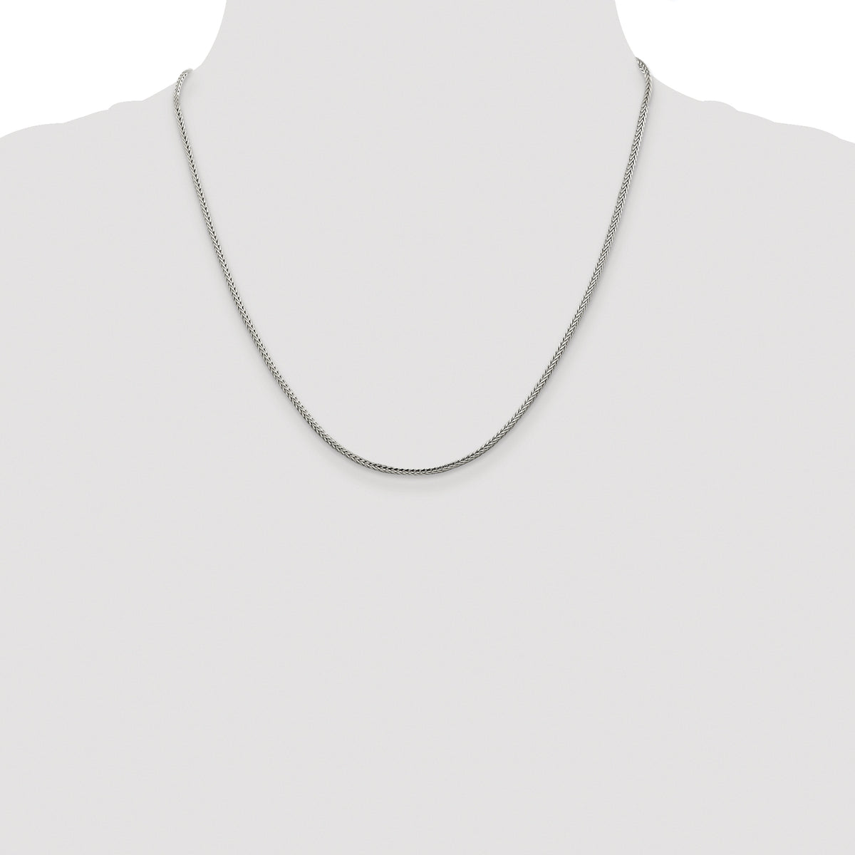Sterling Silver Rhodium-plated 2mm Diamond-cut Round Franco Chain