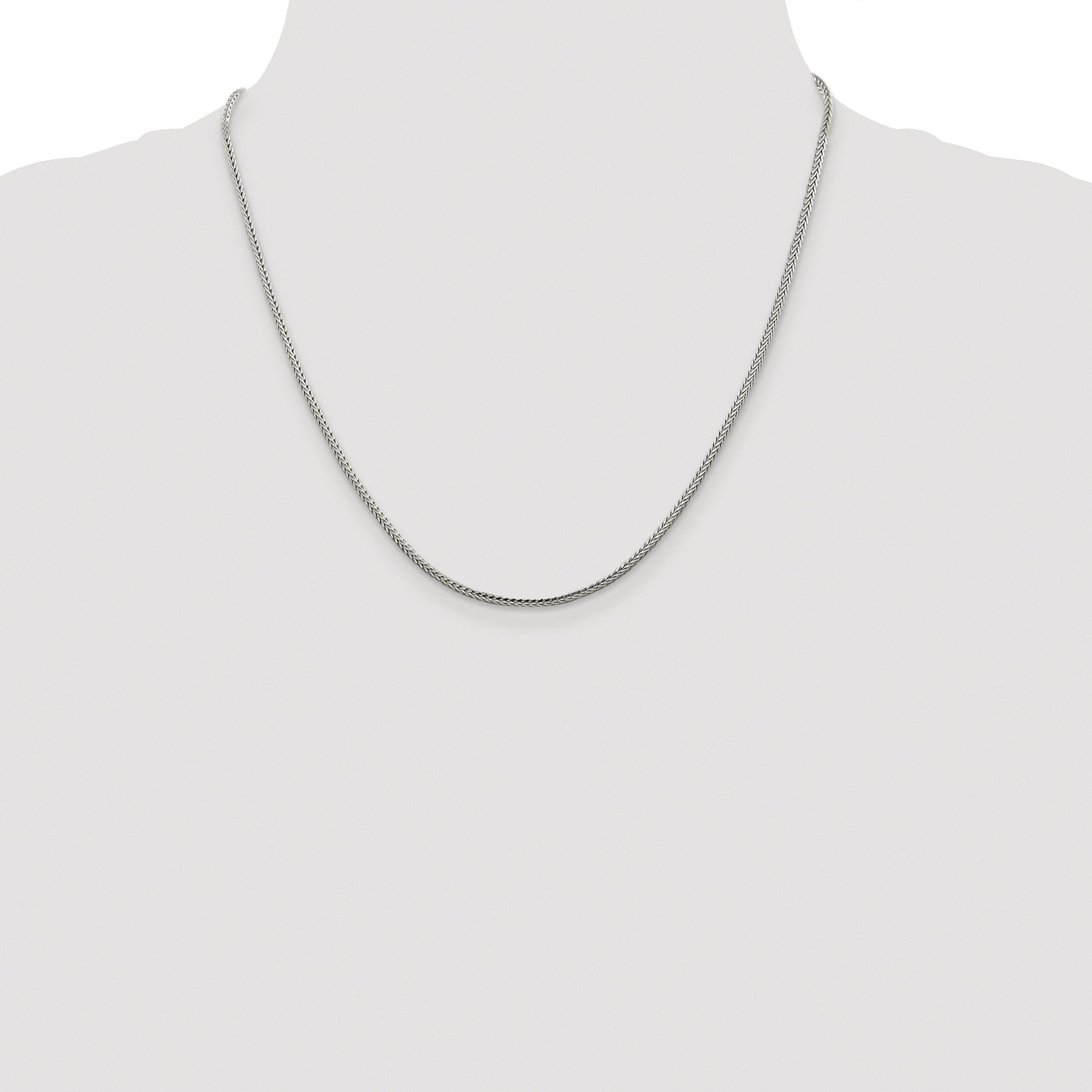 Sterling Silver Rhodium-plated 2mm Diamond-cut Round Franco Chain