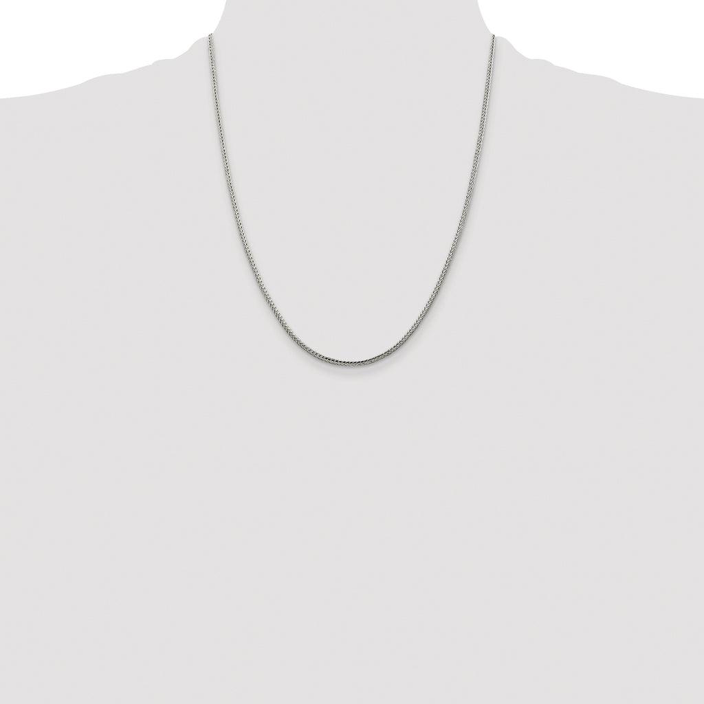 Sterling Silver Rhodium-plated 2mm Diamond-cut Round Franco Chain