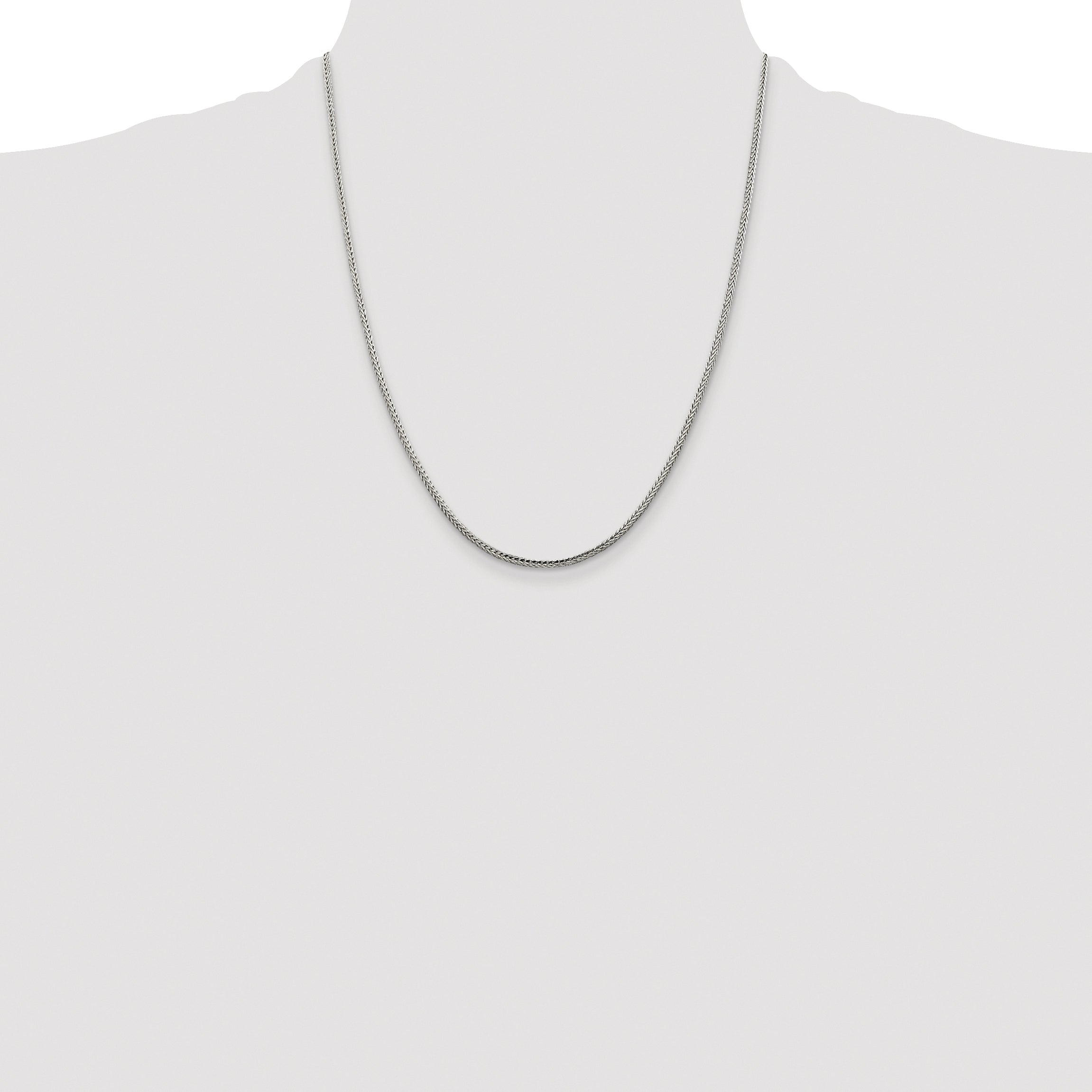 Sterling Silver Rhodium-plated 2mm Diamond-cut Round Franco Chain