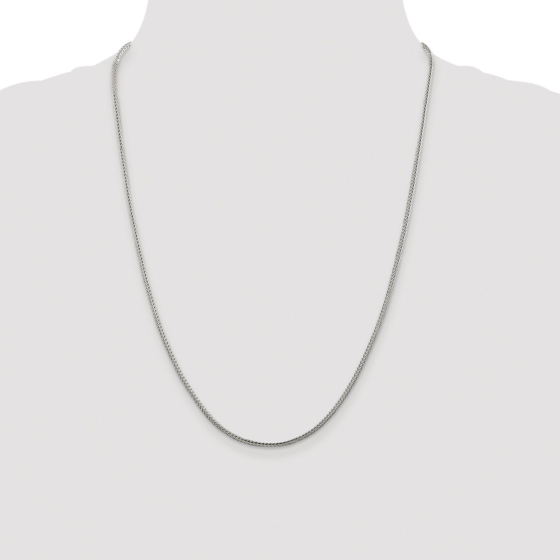 Sterling Silver Rhodium-plated 2mm Diamond-cut Round Franco Chain