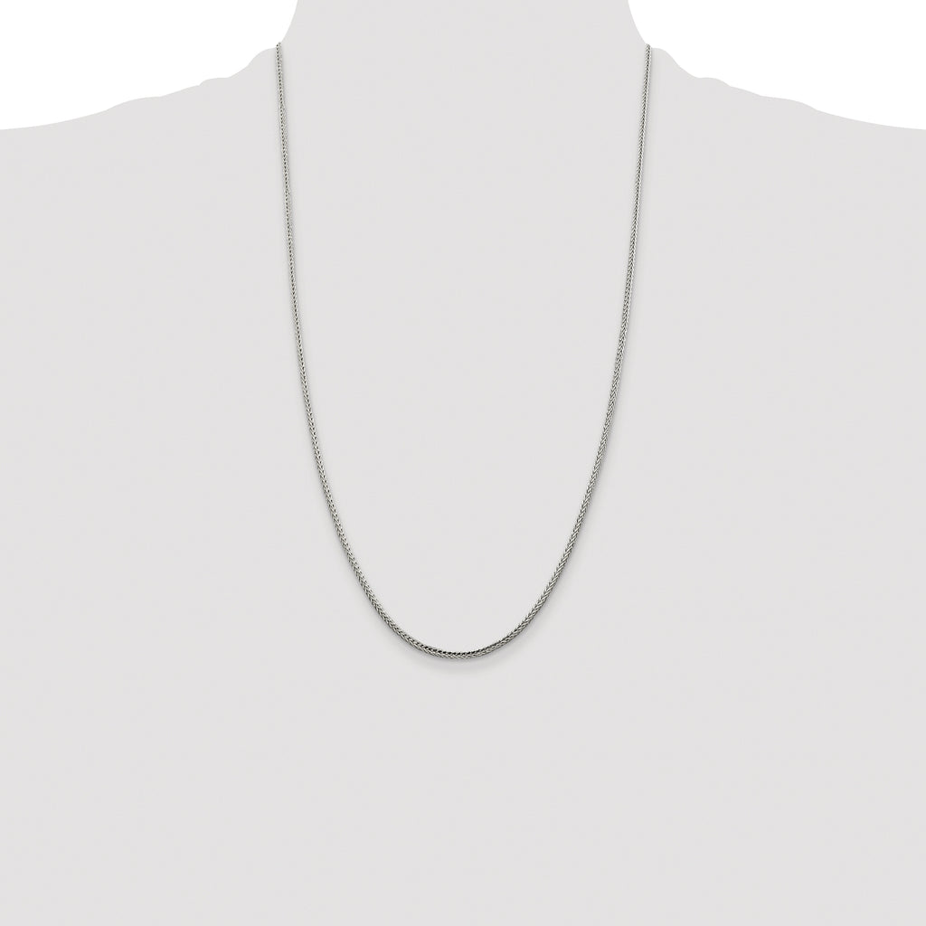 Sterling Silver Rhodium-plated 2mm Diamond-cut Round Franco Chain