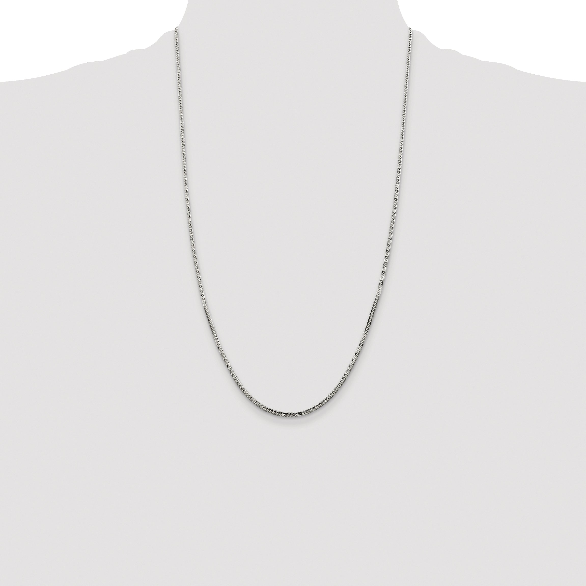 Sterling Silver Rhodium-plated 2mm Diamond-cut Round Franco Chain