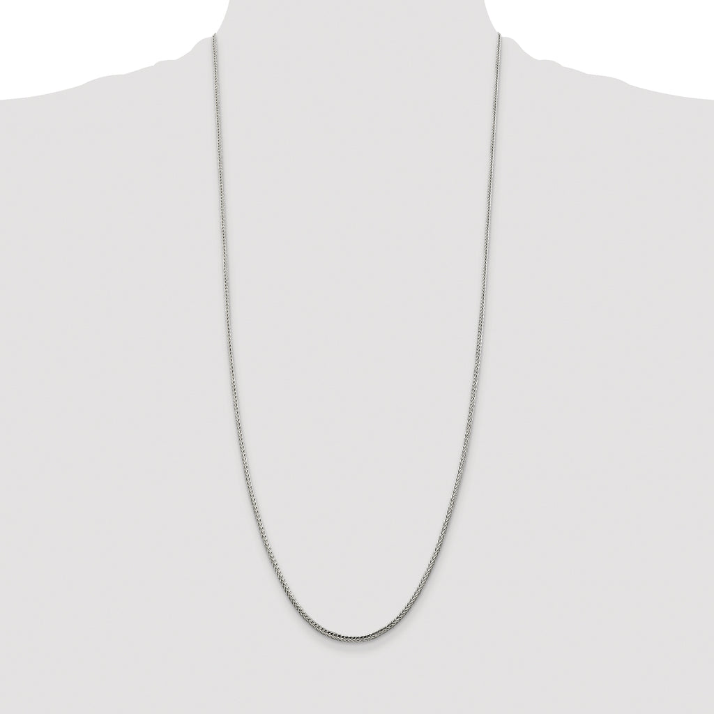 Sterling Silver Rhodium-plated 2mm Diamond-Cut Round Franco Chain