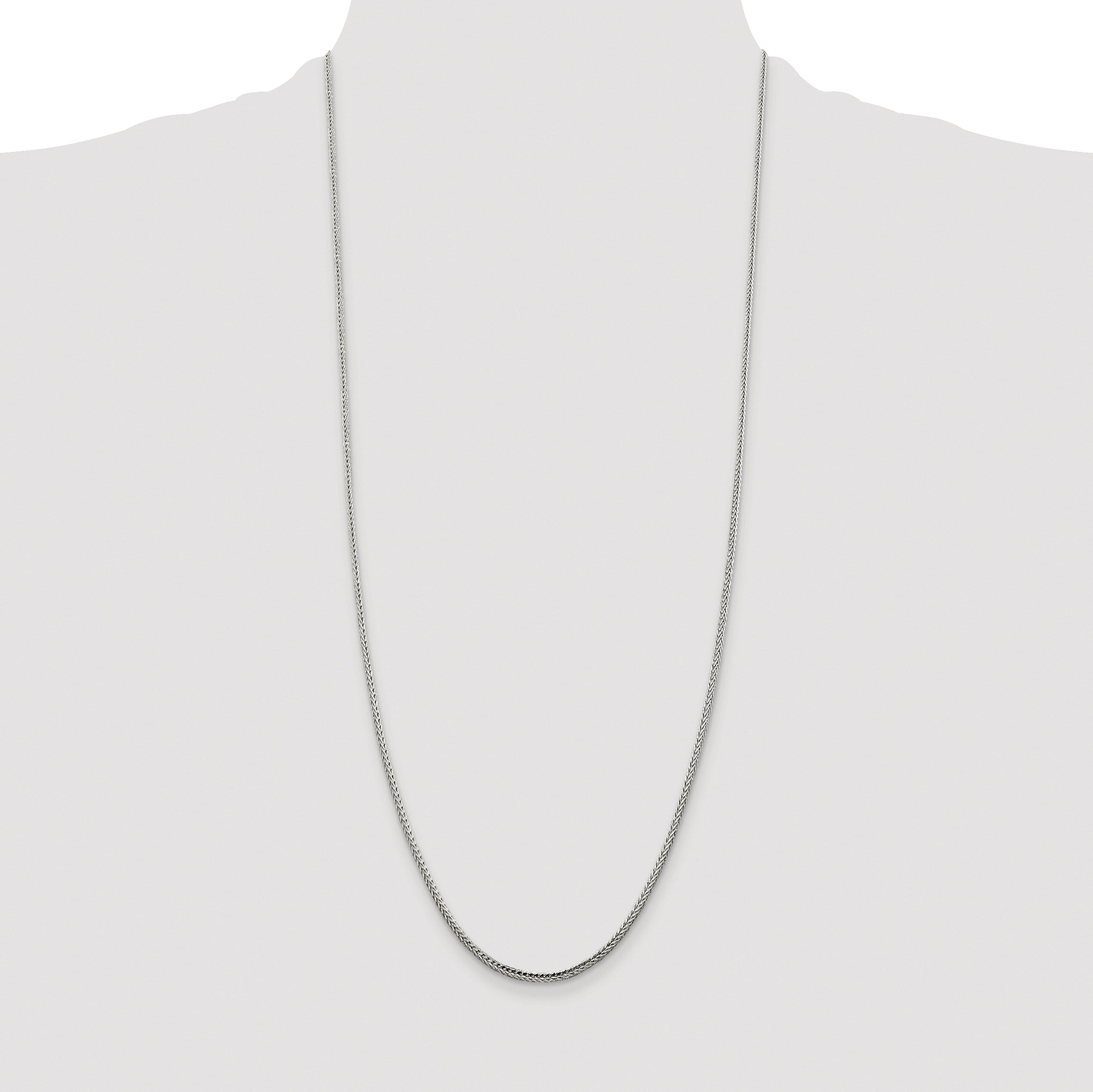 Sterling Silver Rhodium-plated 2mm Diamond-cut Round Franco Chain