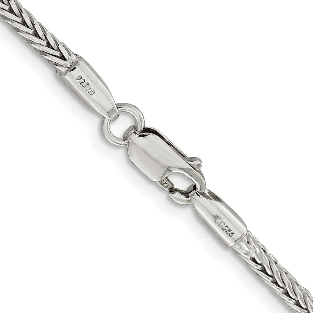 Sterling Silver Rhodium-plated 2.5mm Diamond-cut Round Franco Chain