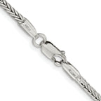 Sterling Silver Rhodium-plated 2.5mm Diamond-cut Round Franco Chain