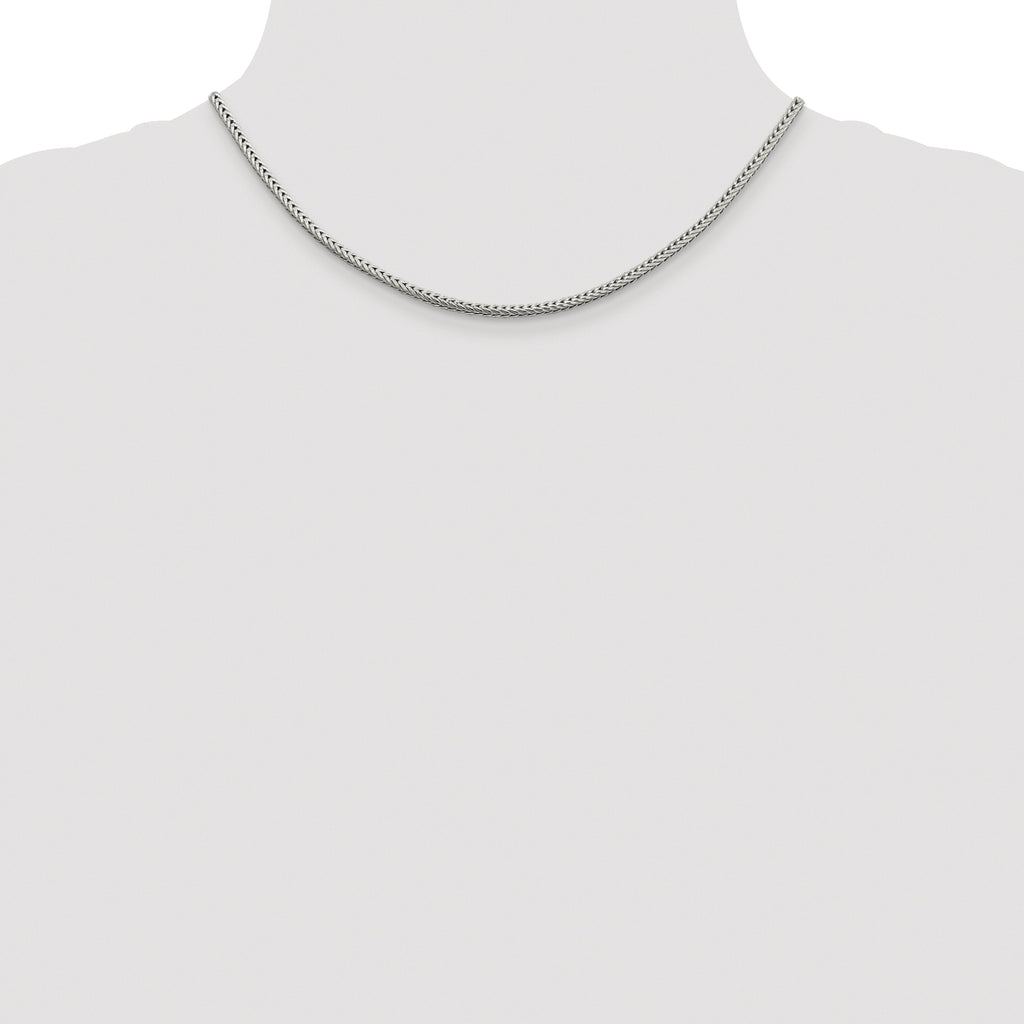 Sterling Silver Rhodium-plated 2.5mm Diamond-cut Round Franco Chain