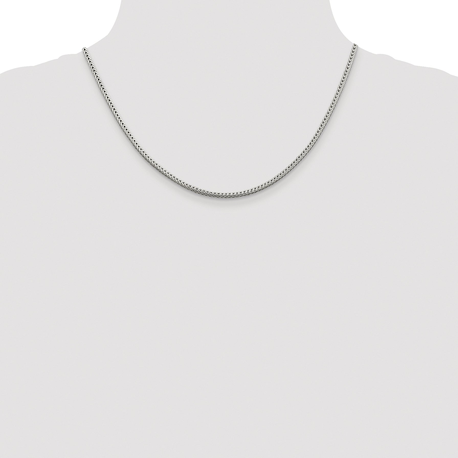 Sterling Silver Rhodium-plated 2.5mm Diamond-cut Round Franco Chain