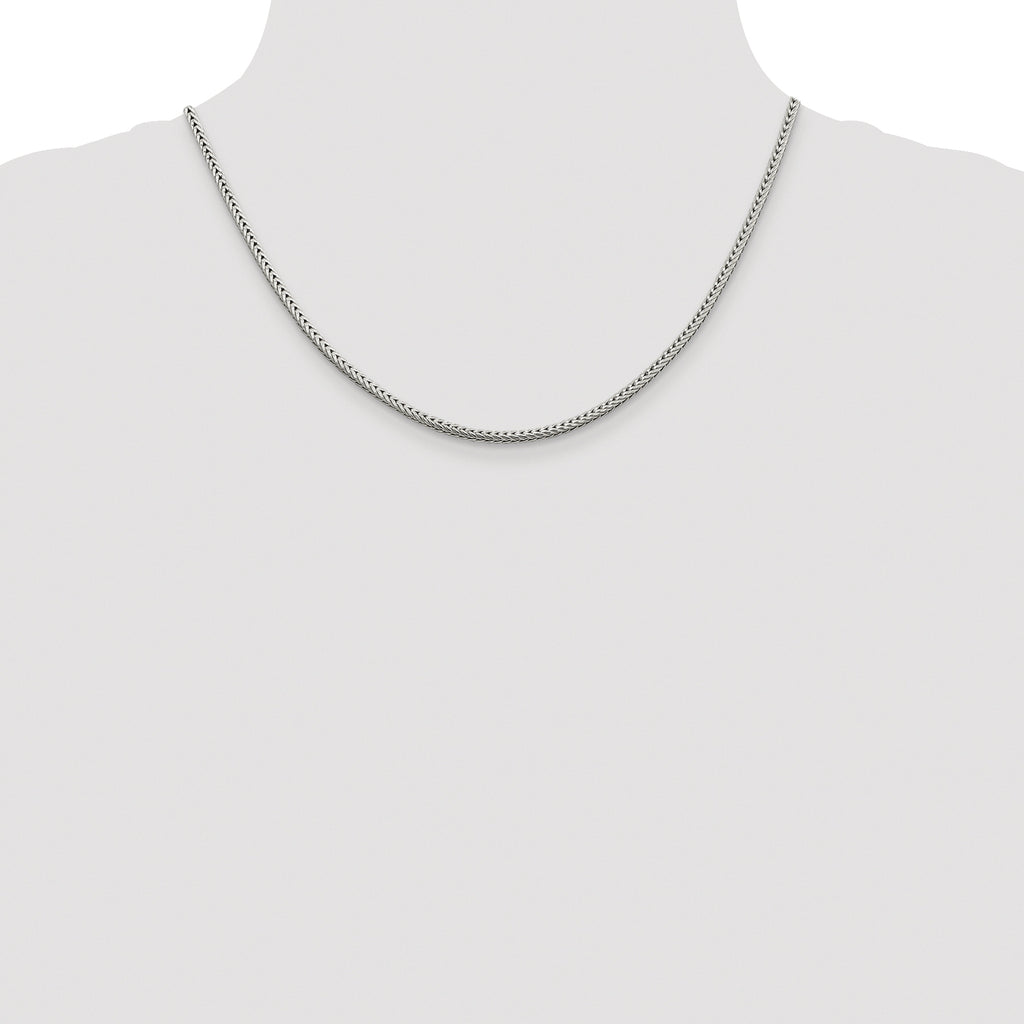 Sterling Silver Rhodium-plated 2.5mm Diamond-cut Round Franco Chain