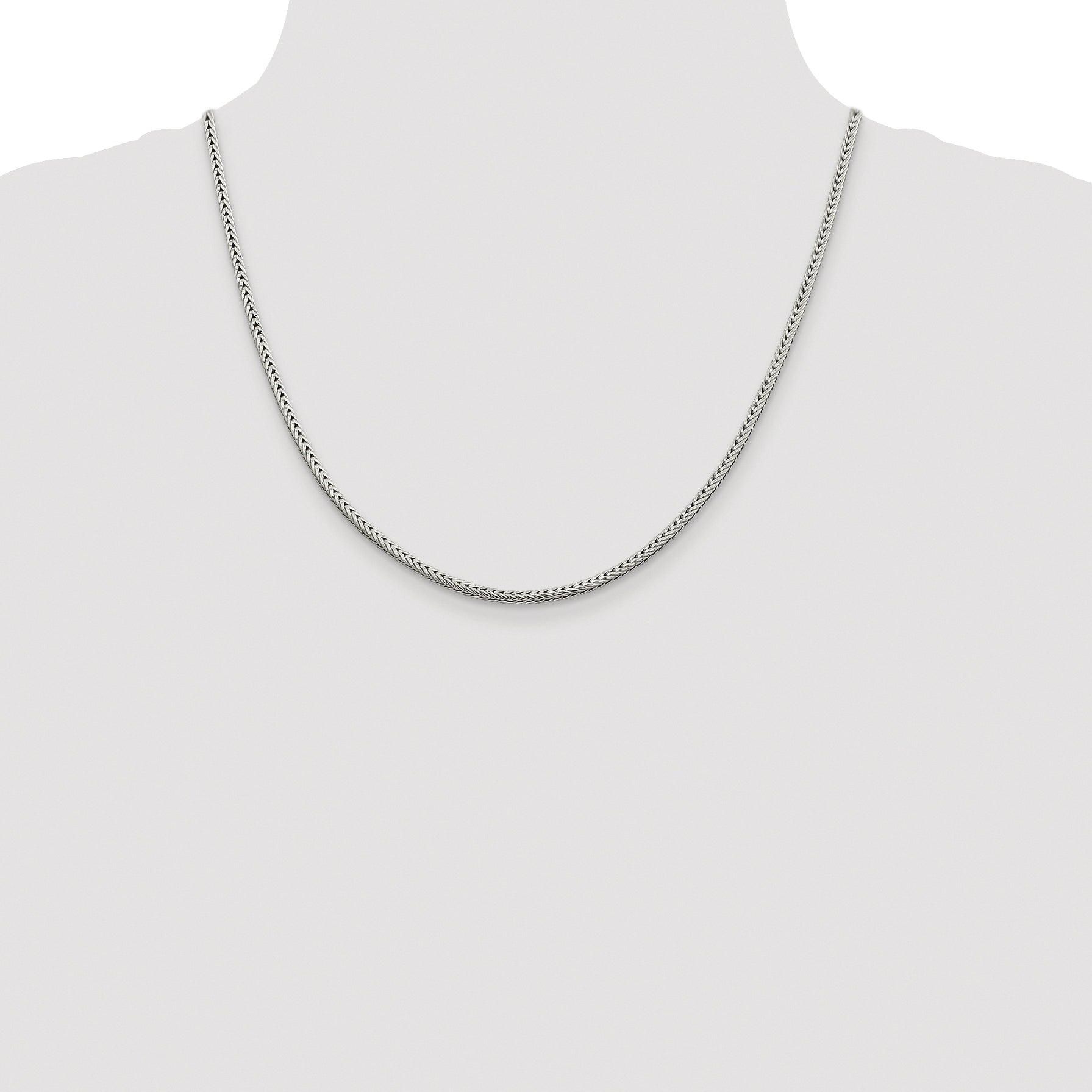 Sterling Silver Rhodium-plated 2.5mm Diamond-cut Round Franco Chain