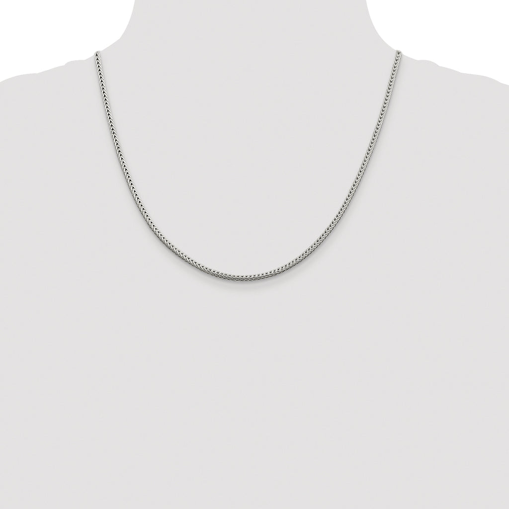 Sterling Silver Rhodium-plated 2.5mm Diamond-cut Round Franco Chain