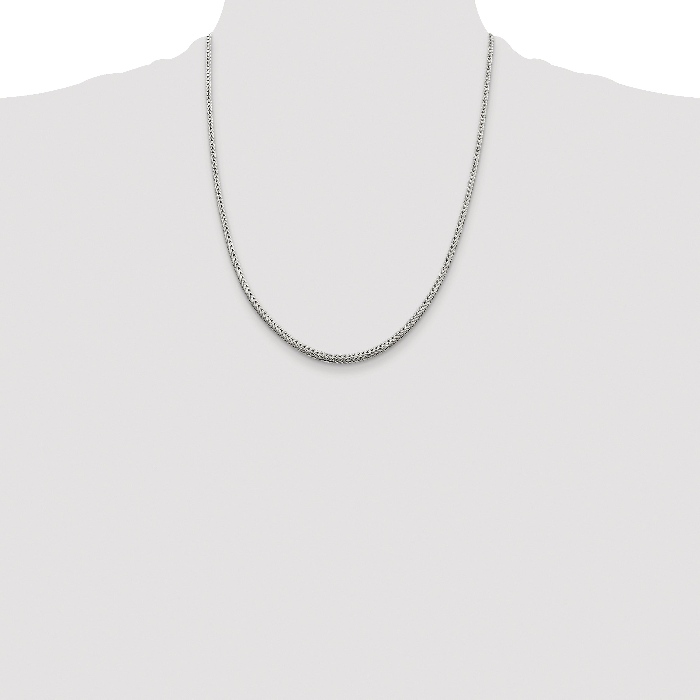 Sterling Silver Rhodium-plated 2.5mm Diamond-cut Round Franco Chain
