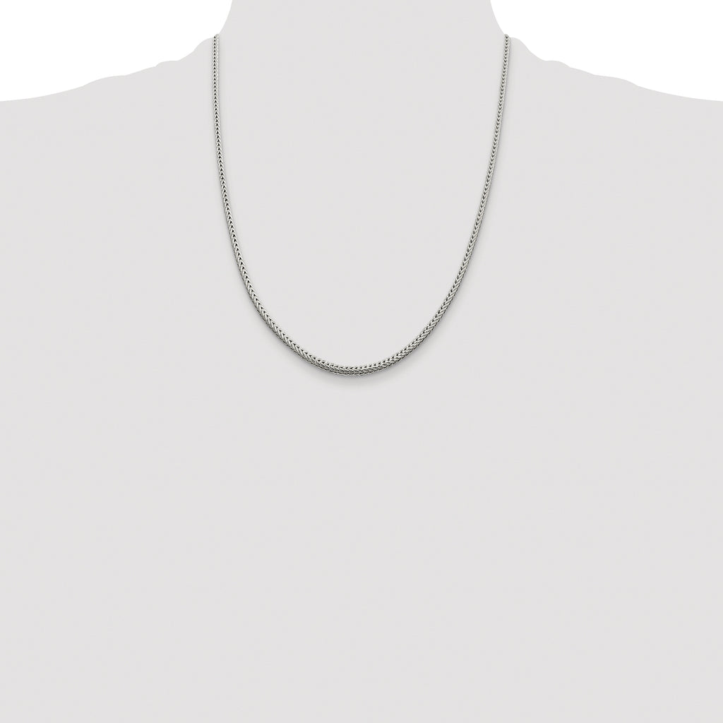 Sterling Silver Rhodium-plated 2.5mm Diamond-cut Round Franco Chain
