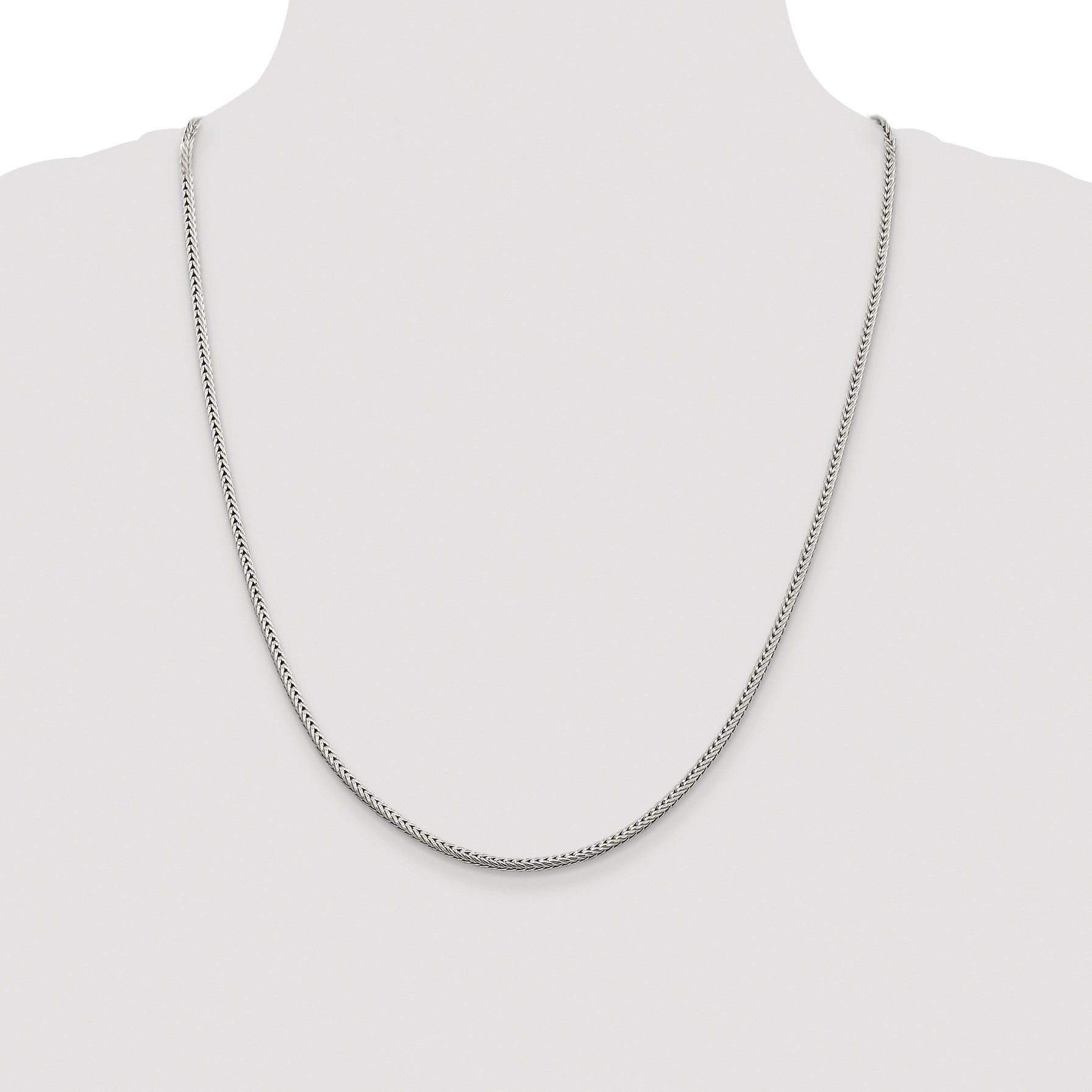 Sterling Silver Rhodium-plated 2.5mm Diamond-cut Round Franco Chain