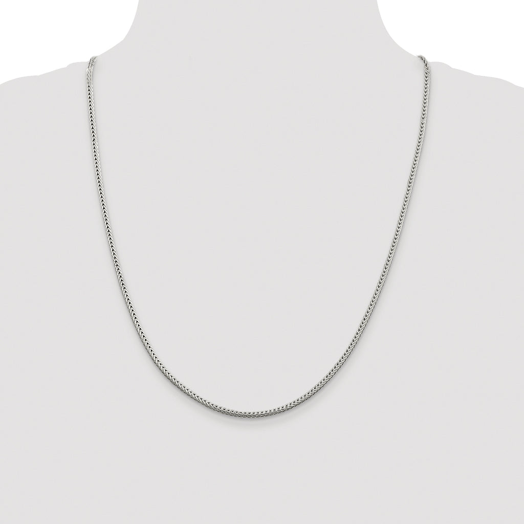 Sterling Silver Rhodium-plated 2.5mm Diamond-cut Round Franco Chain
