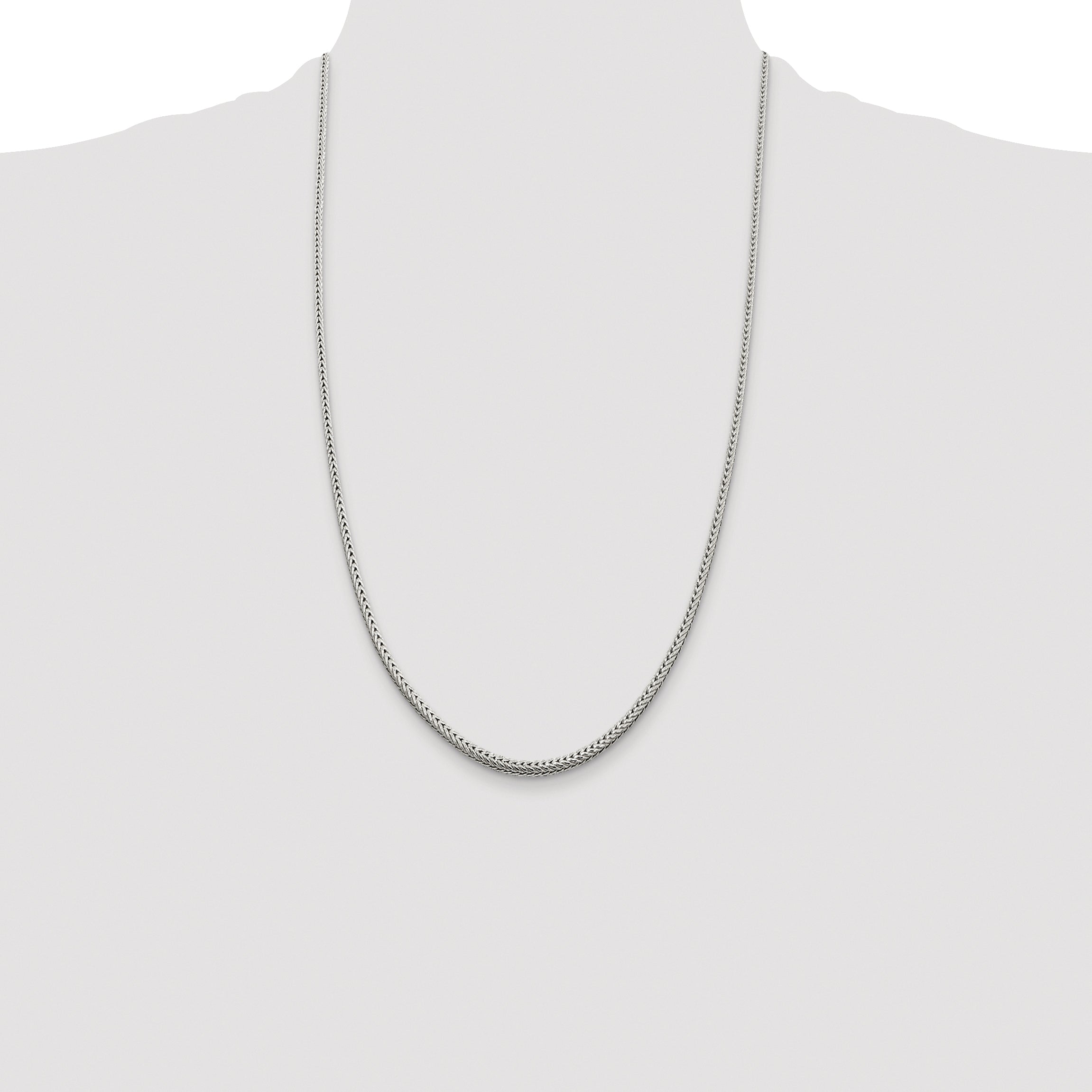 Sterling Silver Rhodium-plated 2.5mm Diamond-cut Round Franco Chain