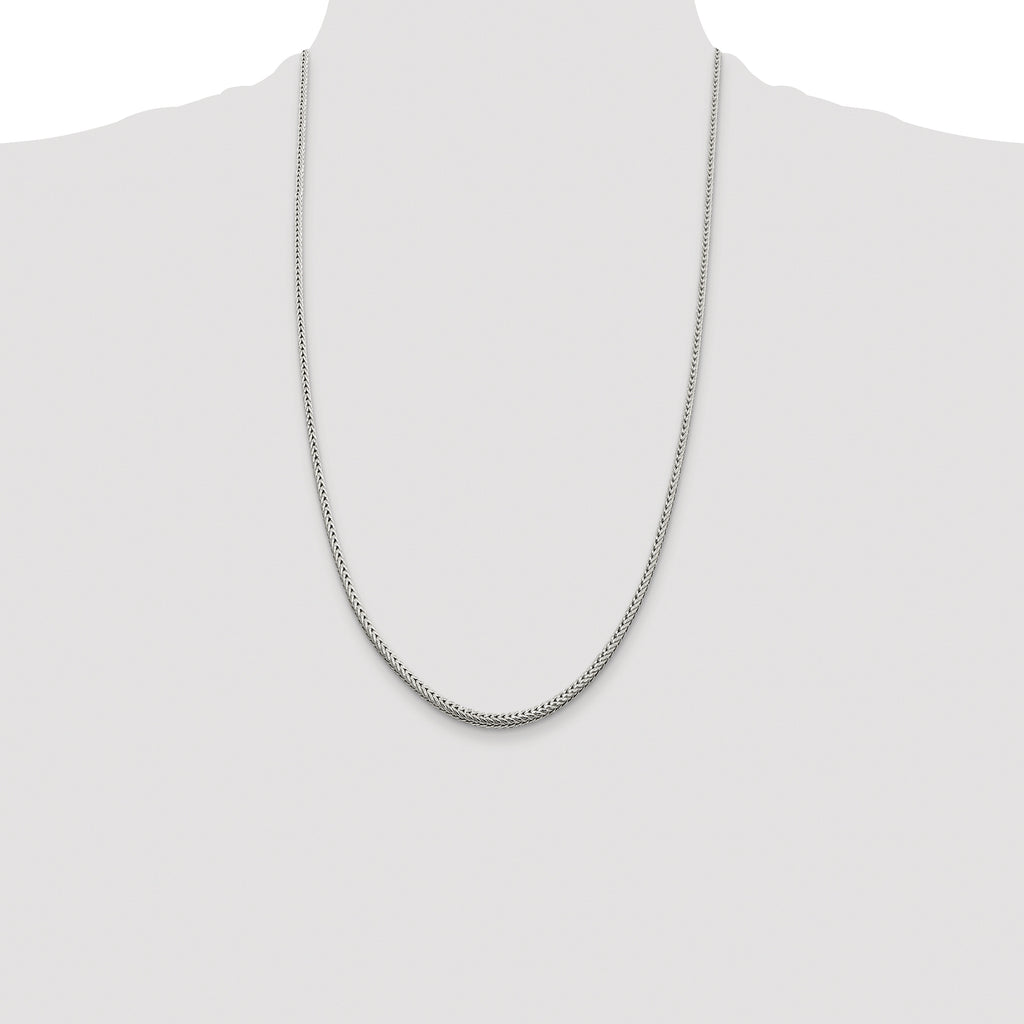 Sterling Silver Rhodium-plated 2.5mm Diamond-cut Round Franco Chain