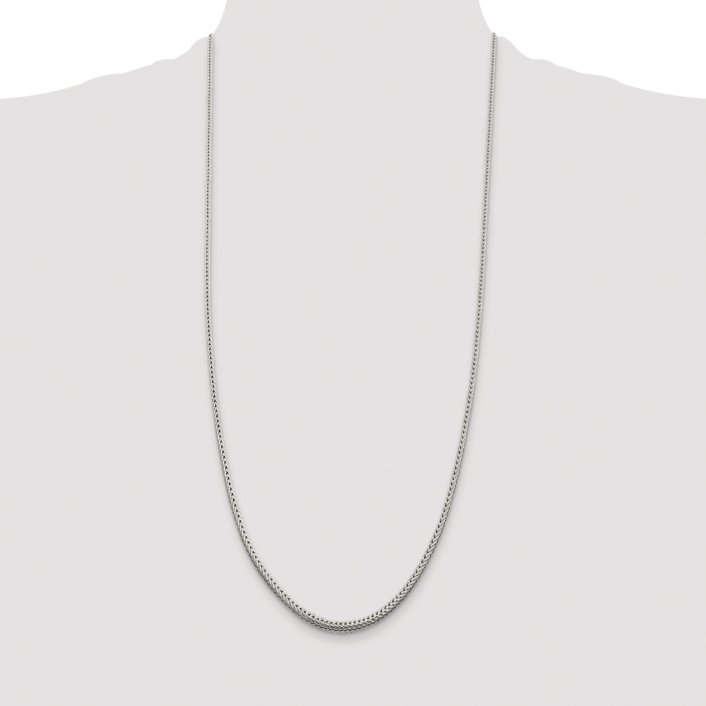 Sterling Silver Rhodium-plated 2.5mm Diamond-cut Round Franco Chain