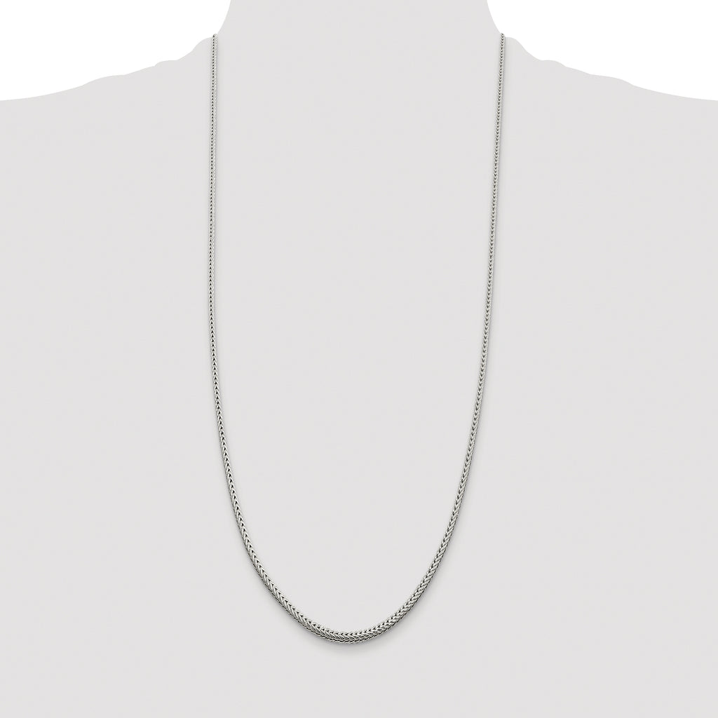 Sterling Silver Rhodium-plated 2.5mm Diamond-cut Round Franco Chain