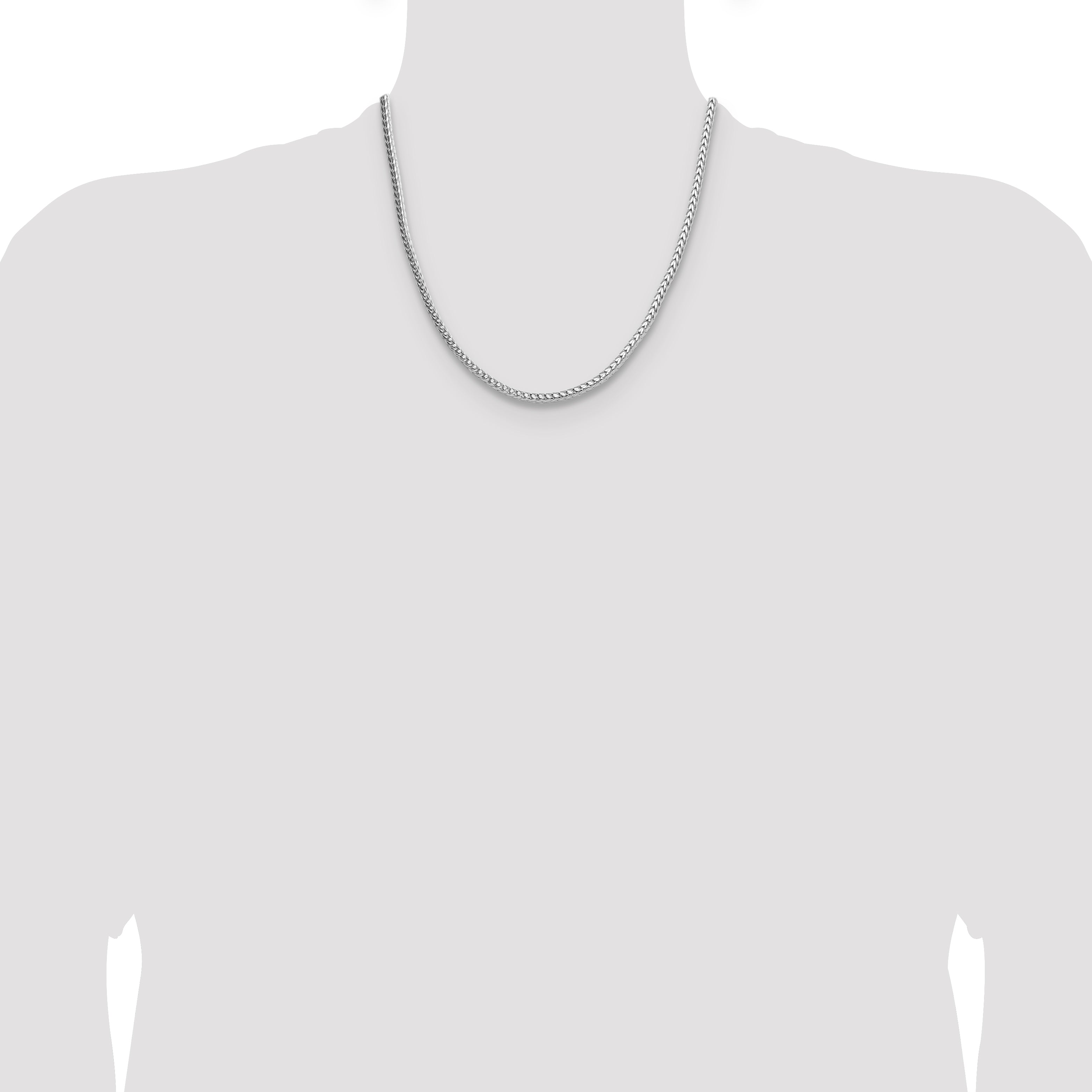 Sterling Silver Rhodium-plated 3.4mm Diamond-cut Round Franco Chain