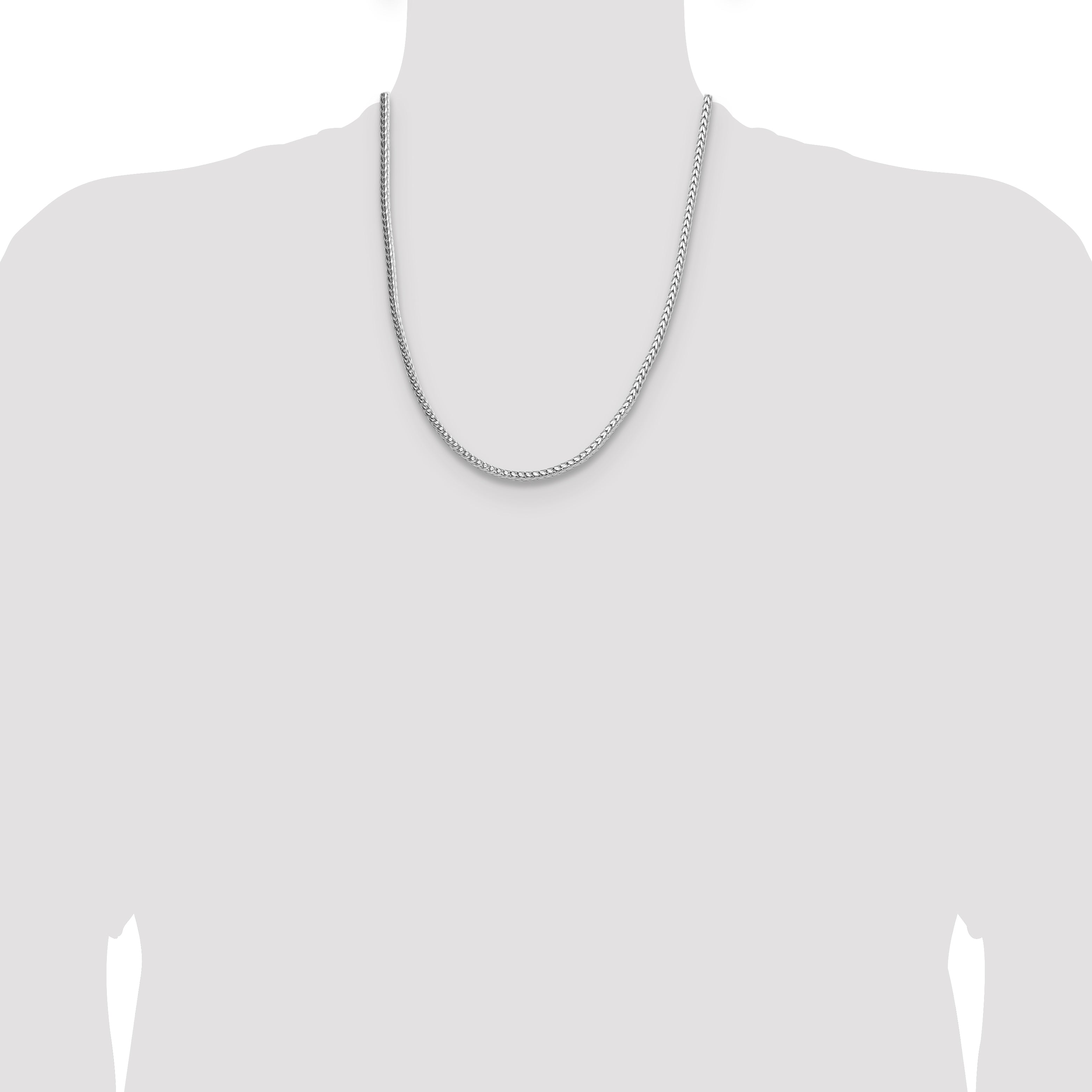 Sterling Silver Rhodium-plated 3.4mm Diamond-Cut Round Franco Chain