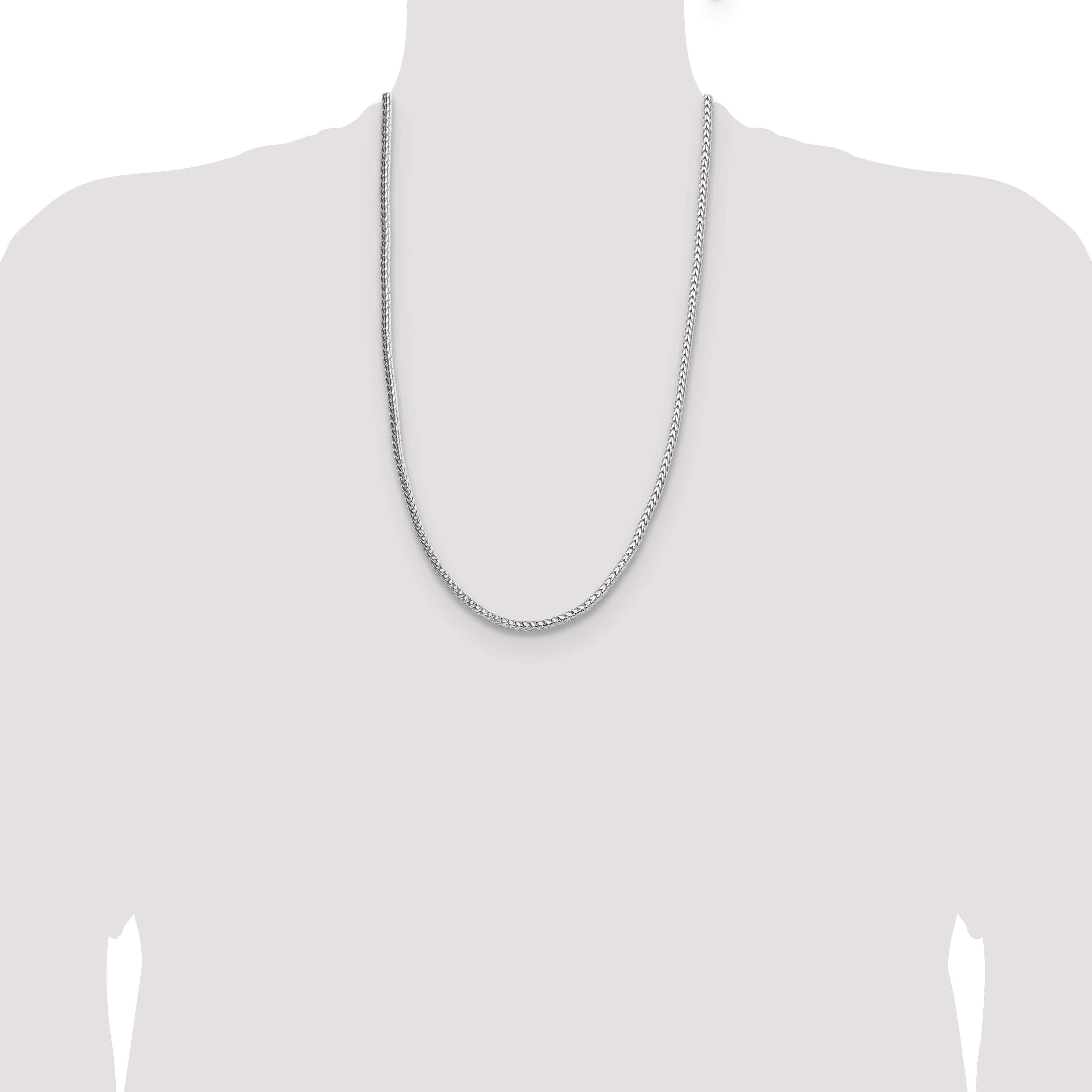 Sterling Silver Rhodium-plated 3.4mm Diamond-cut Round Franco Chain