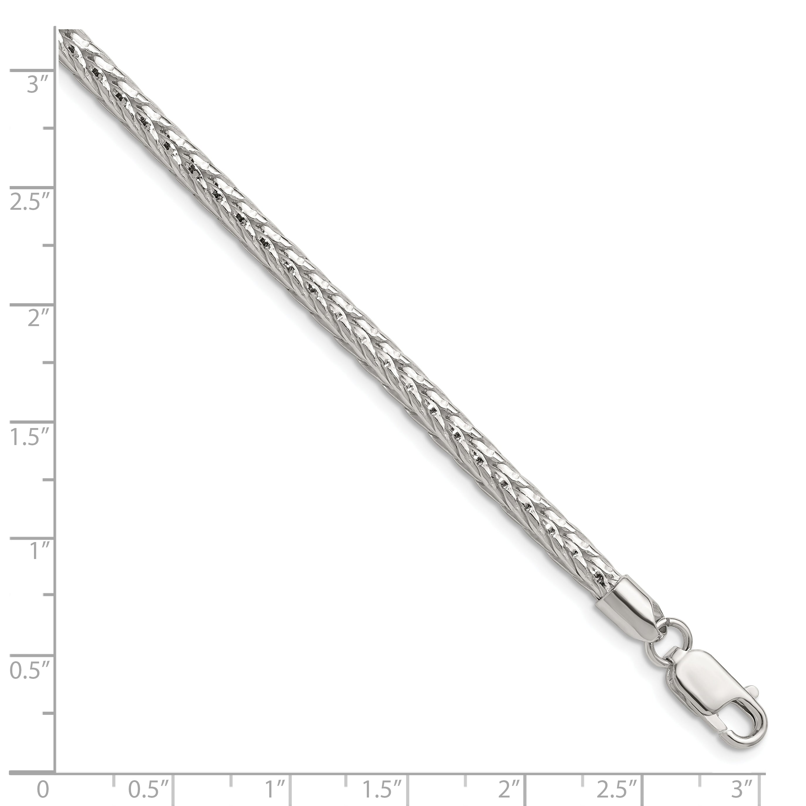 Sterling Silver 3.8mm Diamond-cut Round Franco Chain