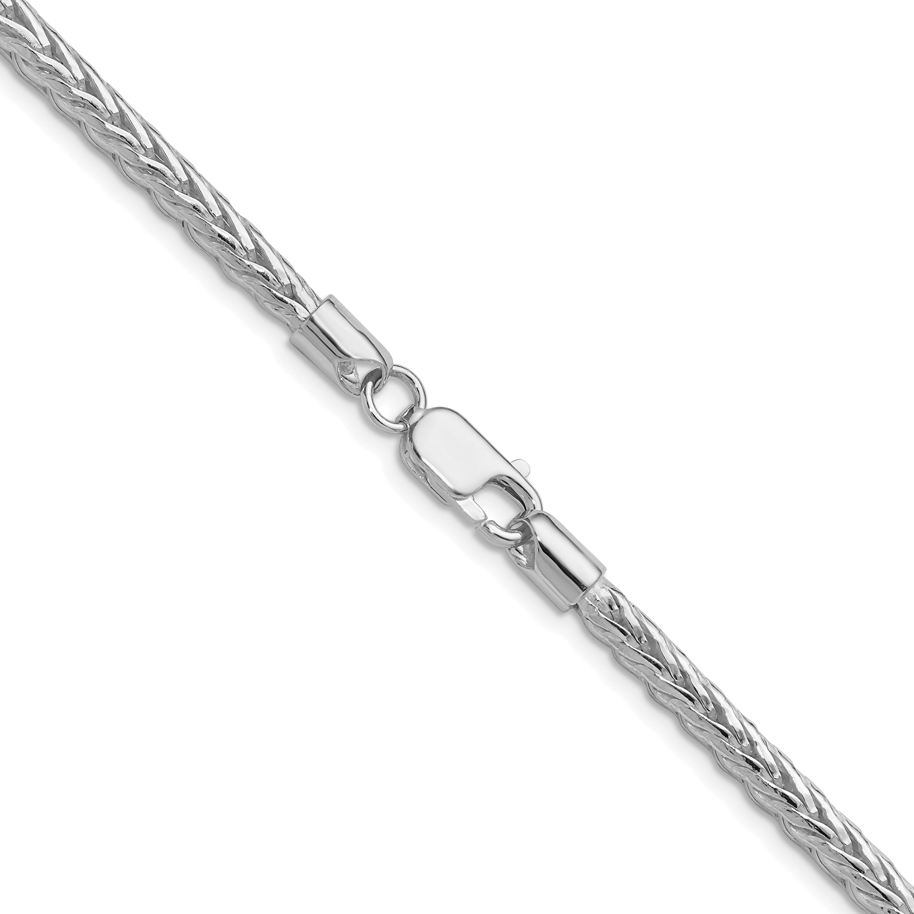 Sterling Silver Rhodium-plated 3.8mm Diamond-cut Round Franco Chain