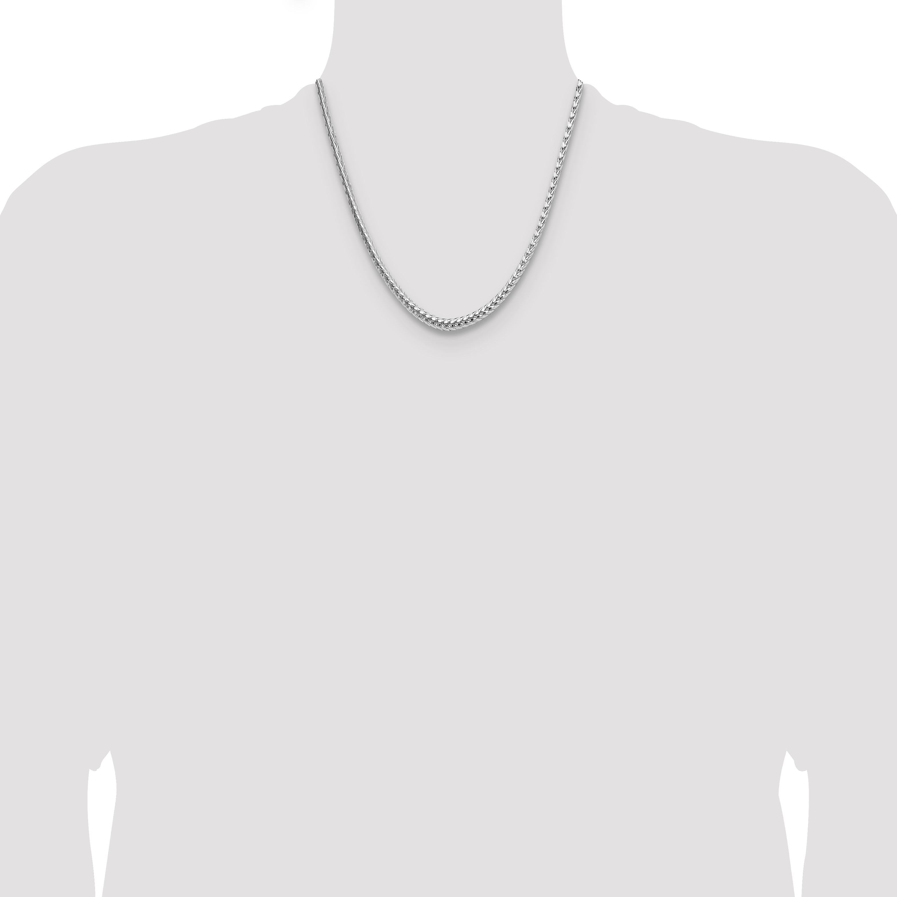 Sterling Silver Rhodium-plated 3.8mm Diamond-cut Round Franco Chain