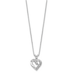Sterling Silver Rhodium-plated Fancy CZ Open Heart Necklace