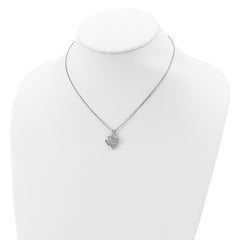 Sterling Silver Rhodium-plated Fancy CZ Open Heart 16 inch Necklace