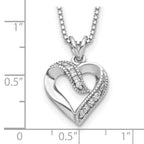 Sterling Silver Rhodium-plated Fancy CZ Open Heart Necklace