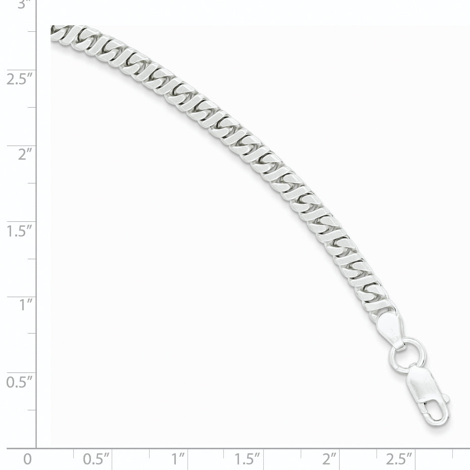 Sterling Silver 4.25mm Fancy Flat Link Bracelet