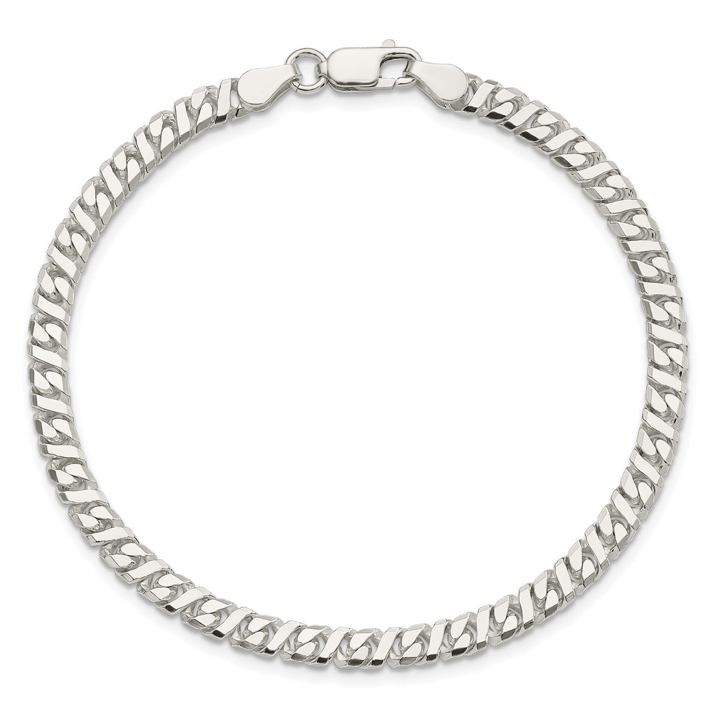 Fancy Flat Link Chain Bracelet in Sterling Silver, 4.25mm, 8 Inch - Sophia Jewelers