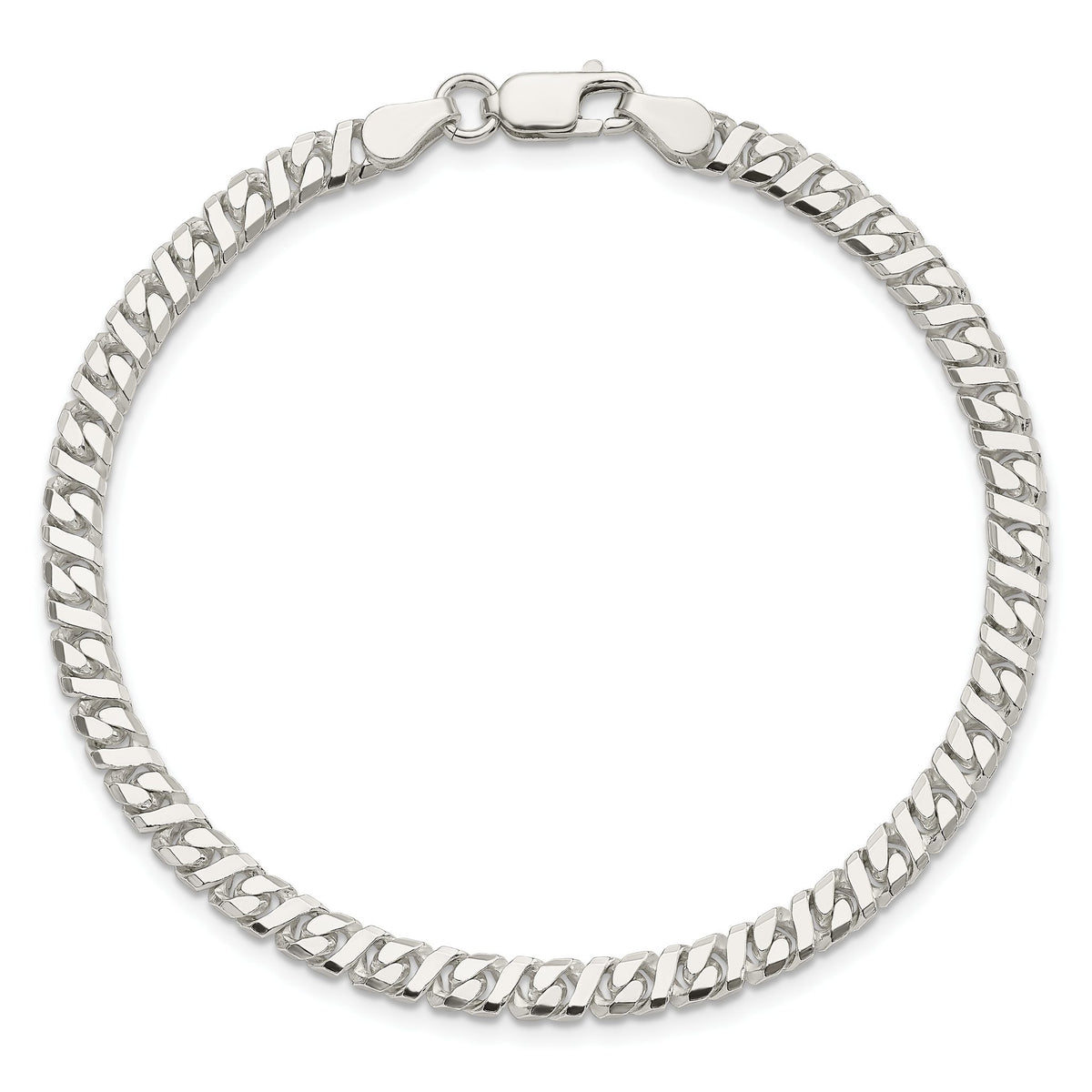 Fancy Flat Link Chain Bracelet in Sterling Silver, 4.25mm, 8 Inch - Sophia Jewelers