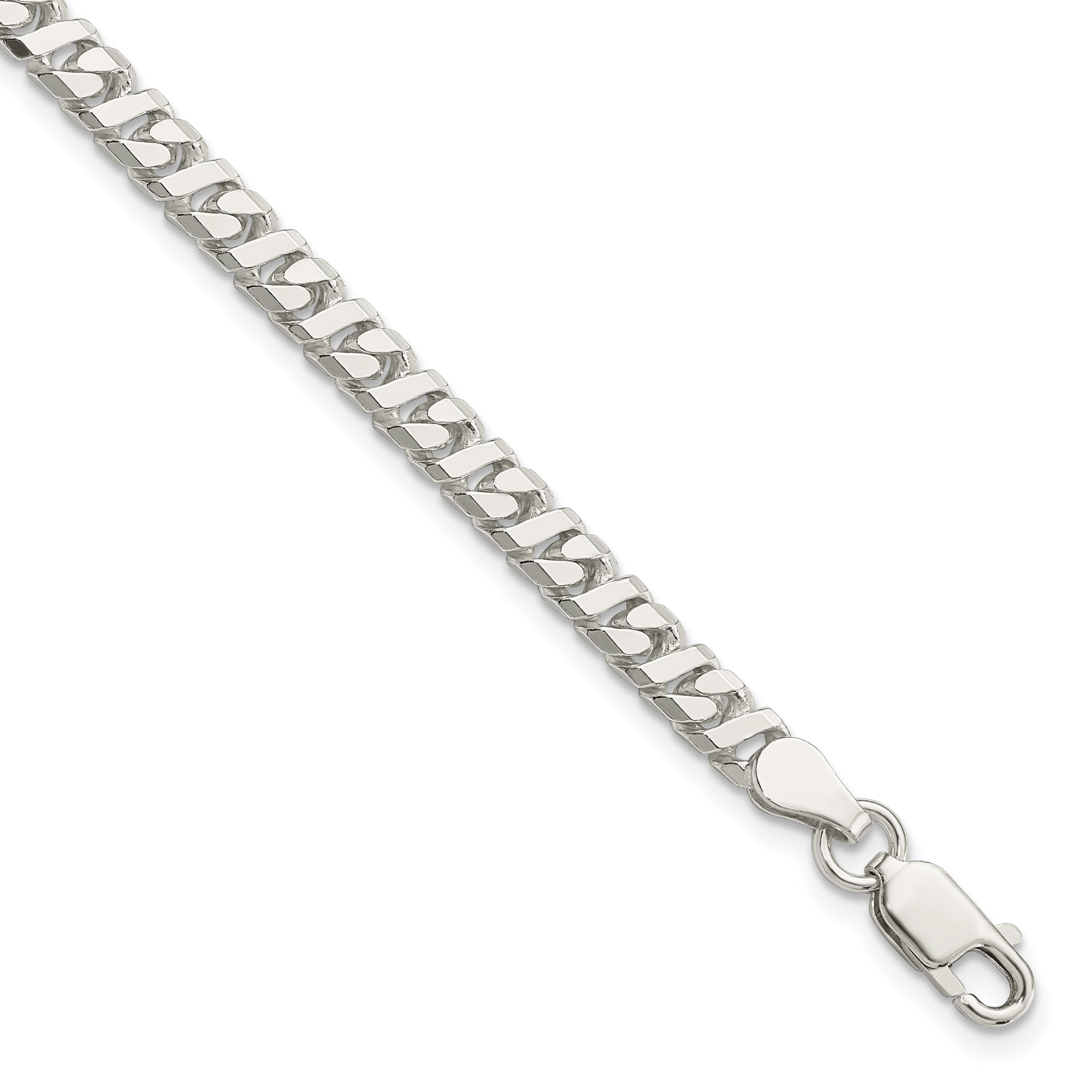 Sterling Silver 4.25mm Fancy Flat Link Bracelet Main image