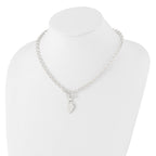 Sterling Silver Engravable 22x15mm Heart Disc on Fancy Rolo Link 18 inch Toggle Necklace