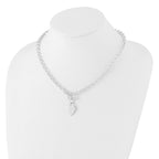 Sterling Silver RH-plated Heart Disc on Toggle Necklace