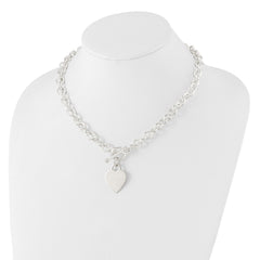 Sterling Silver Engraveable Heart Fancy Link Toggle Necklace