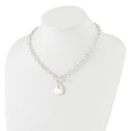 Sterling Silver Engraveable Heart Disc on Fancy Link Toggle Necklace